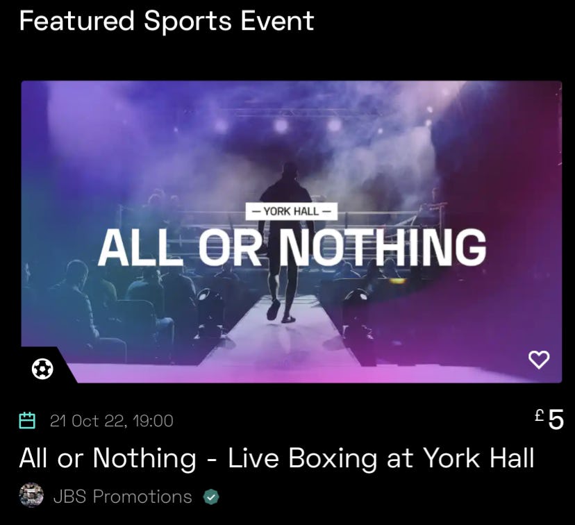 My Live Boxing fight from York Hall