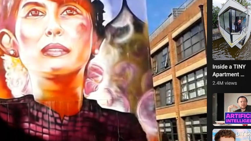 Graffiti Brighton, Aung San Suu Kyi (Android footage) sarnia de la maré 2012